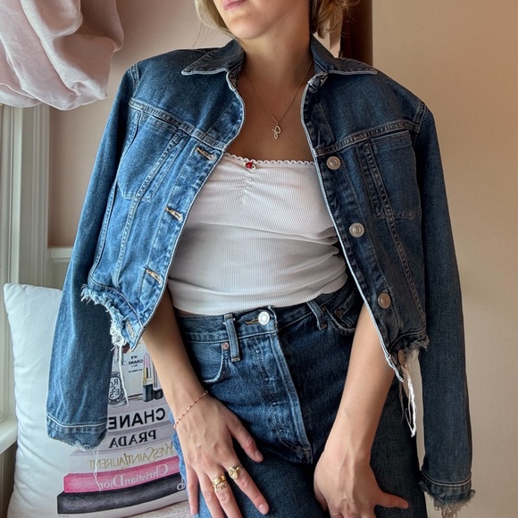 Hudson Garrison Cropped Denim Jacket in Continuum Size XS - Picture 2 of 8